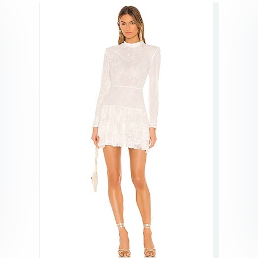 Michael Costello Ivory Lace Long Sleeve Dress